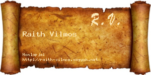 Raith Vilmos névjegykártya